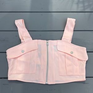 Kendall + Kylie Zip Up Crop Top